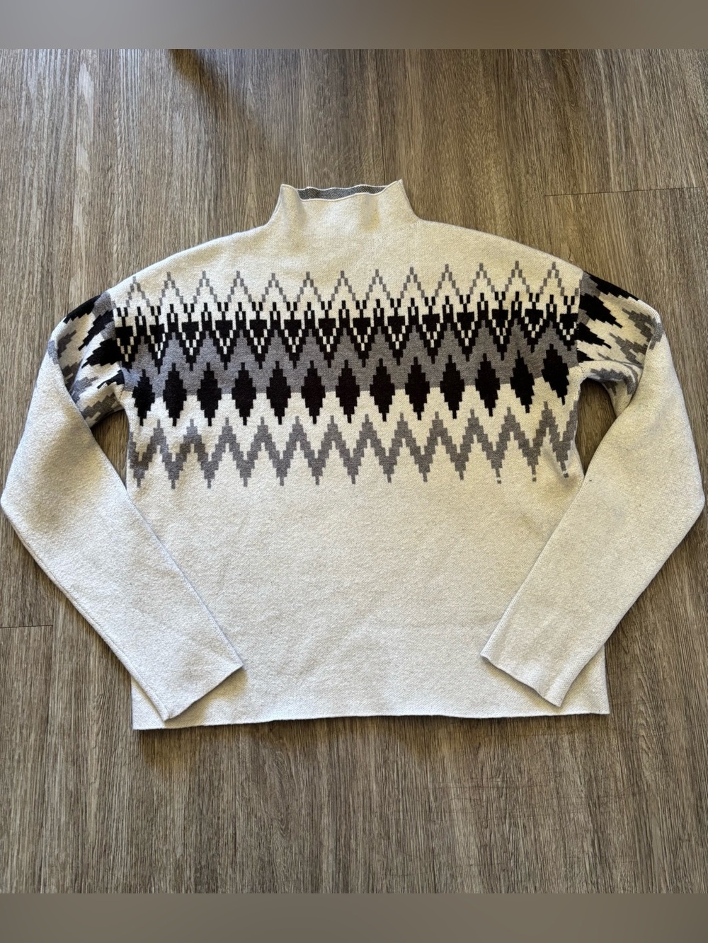 cupcakes & cashmere Cream, Black and Gray Geometric Turtleneck Sweater
